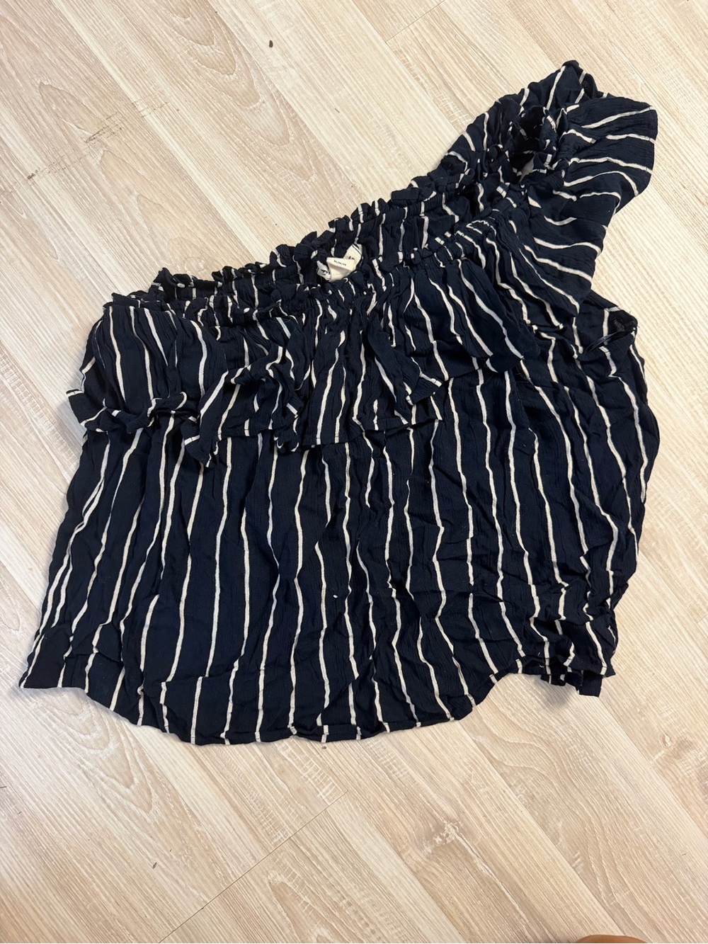 Billabong Navy and White One-Shoulder Ruffle Camisole